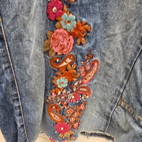 Gordon James Floral Flower Embroidered Jean Skirt 11\12 Teen Young - Picture 6 of 15